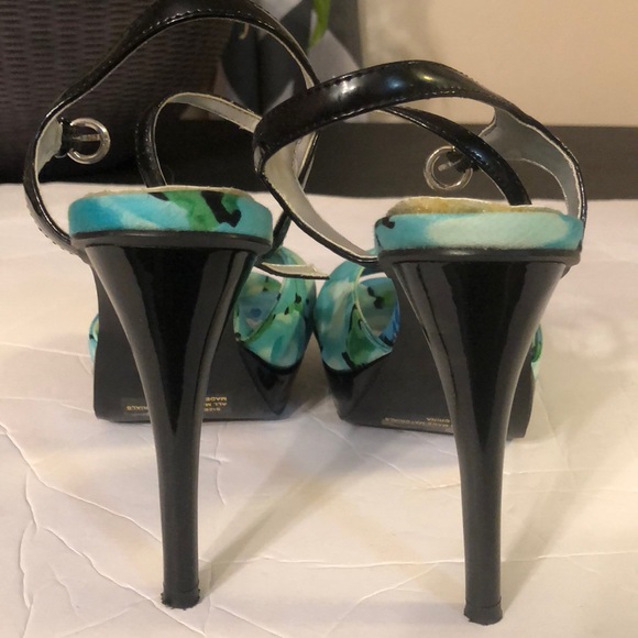 Qupid blue flower platform high heels - Picture 2 of 6